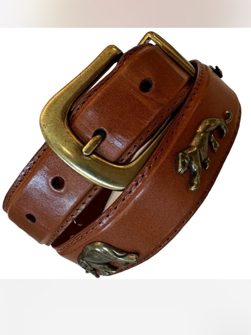 Vintage Safari Leather Belt with African Animals
